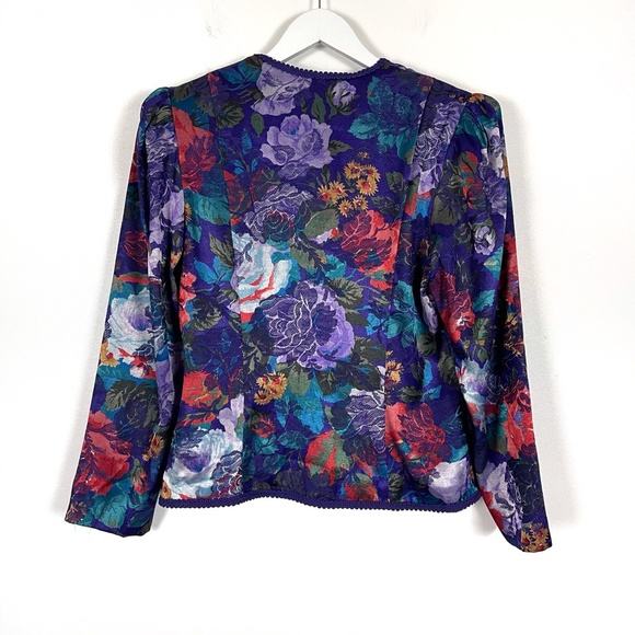 Vintage Nu-Mode Purple Floral Fitted Blazer - Picture 5 of 8